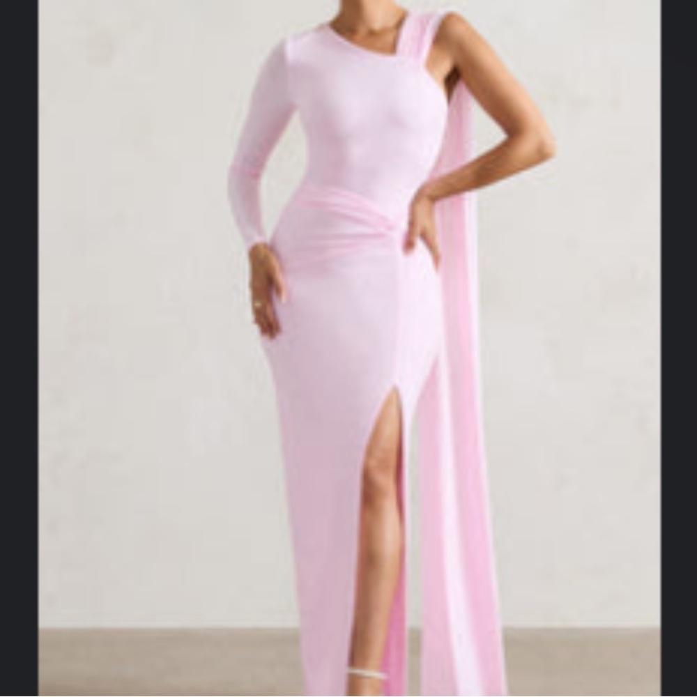 Chic One-Shoulder Pink Dress